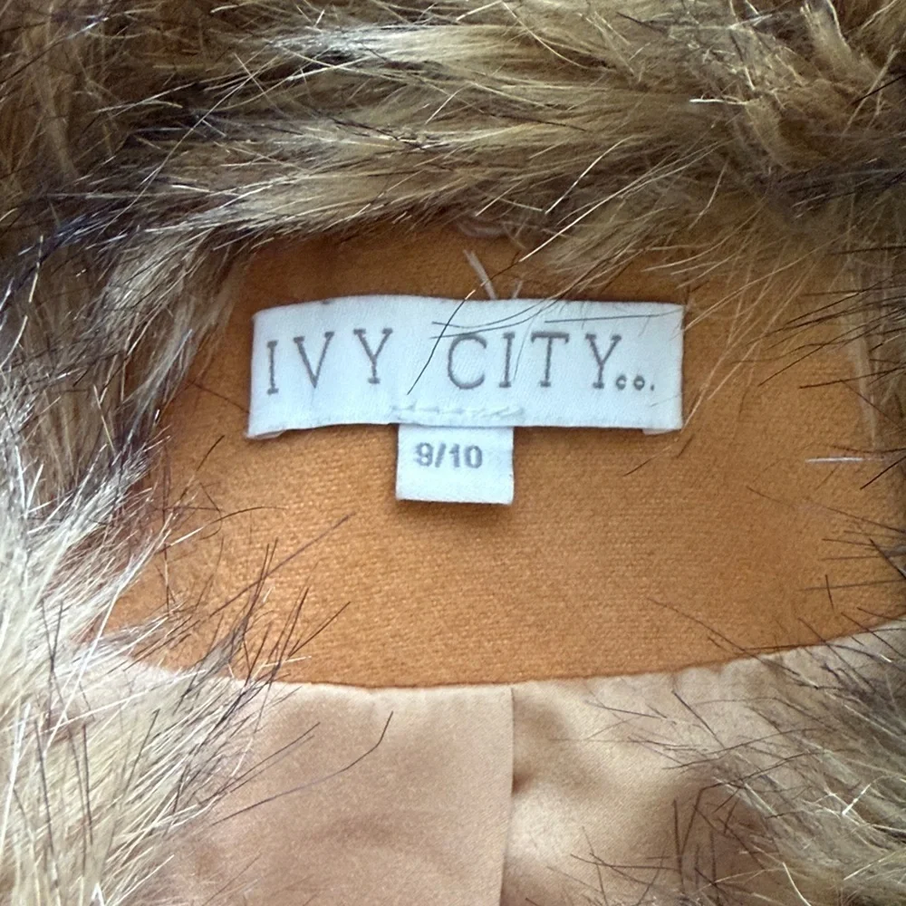 Ivy City Co Kids Sloane Camel Tan Peacoat with Removable Faux Fur Collar, 9/10